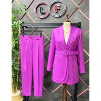 Belted Double Cap Suit Lilac