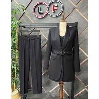 Belted Double Cover Suit Black