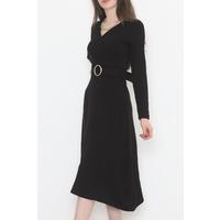 Belted Double Breasted Dress Black - 078.134.