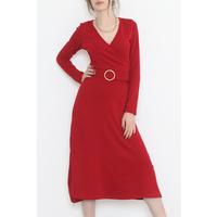 Belted Double Breasted Dress Red - 078.134.