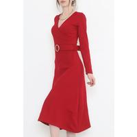 Belted Double Breasted Dress Red - 078.134.