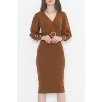 Belted Double Breasted Dress Brown - 2014.134.