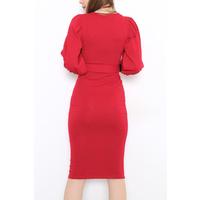 Belted Double Breasted Dress Red - 2014.134.