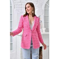 Swallow Collar Knitted Jacket Fuchsia