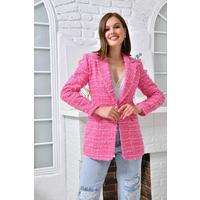 Swallow Collar Knitted Jacket Fuchsia