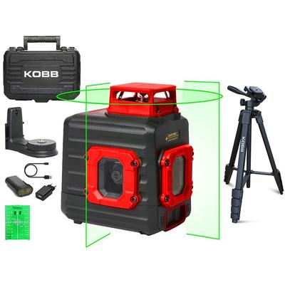 Kobb Kbl33Gtp 40 Metre Profesyonel LiIon Şarjlı 2X90⁰/360⁰ Otomatik Hizalamalı Yeşil Çapraz Çizgi Lazer Distomat + Tripod