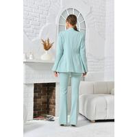Mint Green Suit with Flared Trousers and Sleeve Accessories