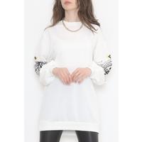 Sleeve Printed Two Thread Sweat White - 12437.1567.