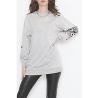 Sleeve Printed Two Thread Sweat Gray - 12437.1567.