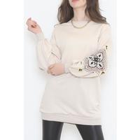 Sleeve Printed Two Thread Sweat Beige - 12437.1567.