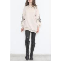 Sleeve Printed Two Thread Sweat Beige - 12437.1567.