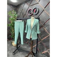 Sleeve Detail Suit Mint Green