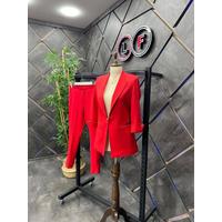 Sleeve Detail Suit Red