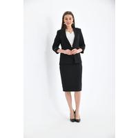 Sleeve Detailed Skirt Suit Black