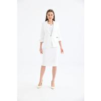 Sleeve Detailed Skirt Suit White