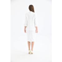 Sleeve Detailed Skirt Suit White