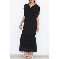 Gathered Sleeves Chiffon Dress Black - 5176.1322.