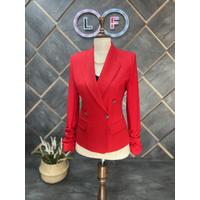 Shirred Sleeve Blazer Jacket Red