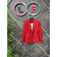 Shirred Sleeve Blazer Jacket Red