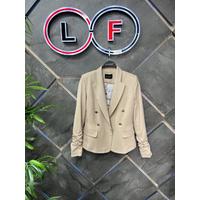 Shirred Sleeve Blazer Jacket Beige