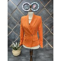 Shirred Sleeve Blazer Jacket Orange