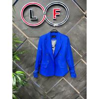 Shirred Sleeve Blazer Jacket Saks Blue