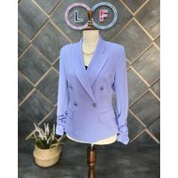 Shirred Sleeve Blazer Jacket Lilac