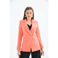 Buttoned Sleeve Blazer Jacket Orange