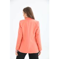 Buttoned Sleeve Blazer Jacket Orange