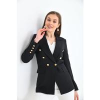 Buttoned Sleeve Blazer Jacket Black