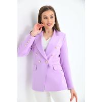 Buttoned Sleeve Blazer Jacket Lilac