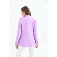 Buttoned Sleeve Blazer Jacket Lilac