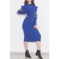 Sax Dress with Tulle Sleeves - 12425.1612.