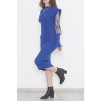 Sax Dress with Tulle Sleeves - 12425.1612.