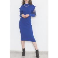 Sax Dress with Tulle Sleeves - 12425.1612.