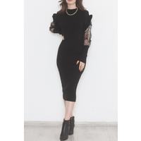 Black Tulle Sleeve Dress - 12425.1612.