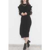 Black Tulle Sleeve Dress - 12425.1612.