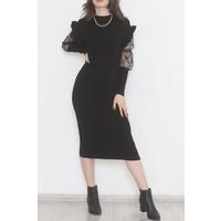 Black Tulle Sleeve Dress - 12425.1612.