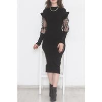 Black Tulle Sleeve Dress - 12425.1612.