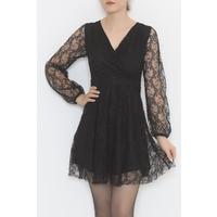 Black Tulle Sleeve Dress - 3524.1595.