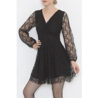 Black Tulle Sleeve Dress - 3524.1595.