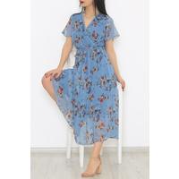 Double Breasted Chiffon Dress Blue - 5078.1322.