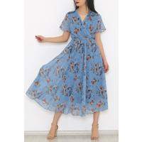 Double Breasted Chiffon Dress Blue - 5078.1322.