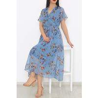 Double Breasted Chiffon Dress Blue - 5078.1322.