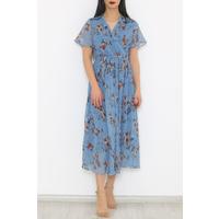 Double Breasted Chiffon Dress Blue - 5078.1322.