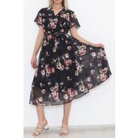 Double breasted Chiffon Dress in Black - 5078.1322.