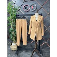 Sash Detailed Suit Tan