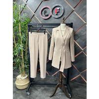 Sash Detailed Suit Beige