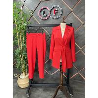 Sash Detailed Suit Red