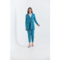 Sash Detailed Suit Turquoise